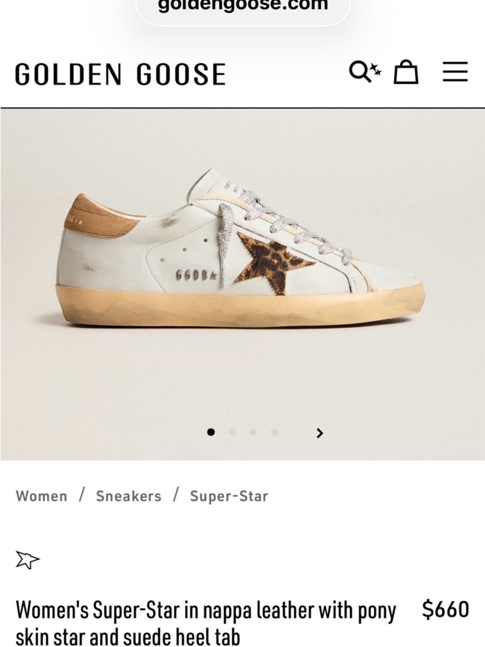 Golden Goose White Sneakers with Brown Suede Heel and Leopard Star - Picture 8 of 8
